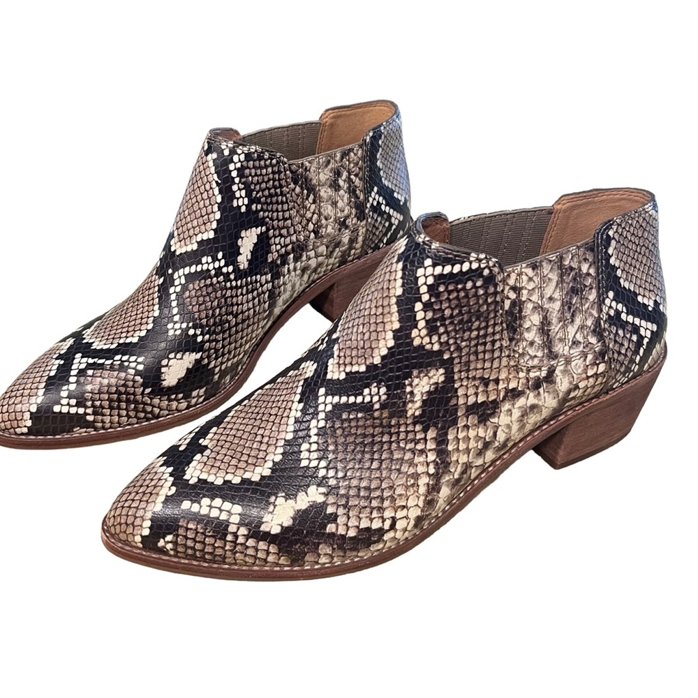 NEW Madewell Brown Snake Embossed Leather Sz 8.5 Western Ankle Boot